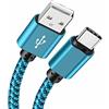 YSJJZRL USB Tipo C Cavo 2 Pack USB C Cavo di Ricarica in Nylon Intrecciato (USB 2.0) Compatibile con Samsung Galaxy S10 S9 Nota 9 8 S8 Plus, LG V30 V20 G6 G5, Google Pixel (Blue) 6.6ft