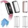FINTIE Custodia protettiva per Fitbit Luxe - [4 pezzi] Custodia morbida e antigraffio, 1 nero, 1 oro rosa, 2 trasparenti