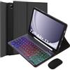 VLEAQC Custodia con Tastiera e Mouse per Samsung Galaxy Tab A9+/A9 Plus 11 Pollici 2023 (SM-X210/X216/X218), Tastiera Wireless Rimovibile, Tasto Rotondo, Leggera con Portapenne,Nero