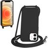 WenBaby Cover Compatible con iPhone 12 Mini,Cellulare Girocollo Custodia con Cordino TPU Corda Silicone Case Bumper per iPhone 12 Mini Custodia, Nero