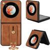 Jiajihua Compatibile con ZTE Nubia Flip 5G Custodia,【Pelle PU + conchiglia】 2 in 1 cinturino da polso e cavalletto Brown