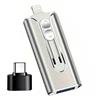 Vyzio Chiavetta 3-in-1 ad alta velocità DataFlex - Argento- USB/Type-C/Lightning | Archiviazione rapida, backup immediato per PC, iPhone e Android