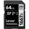 Lexar Scheda di memoria SDXC professionale da 64 GB, 1667x, UHS-II, C10, U3, V60, video Full HD e 4K, lettura fino a 250 MB/s, per fotografi professionisti, videografi e appassionati (LSD64GCBNA1667)