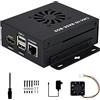 Waveshare Mini Computer Basato su Raspberry Pi Compute Module 4 (NON Incluso), Interno CM4-IO-BASE-B, Custodia in Metallo, con Ventola di Raffreddamento, Integrati Connettori CSI/DSI/HDMI/USB/RJ45 ecc.