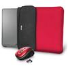 Trust Yvo Set 2-in-1: custodia laptop reversibile e mouse wireless, Rosso