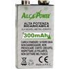 ALCAPOWER Set di 4 Batterie Pile Ricaricabili Ni-MH da 9V Quadro - Alta Capacità 300mAh