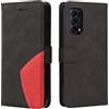 XINNI Cover Protettiva per Oppo Find X3 Lite Case, retrò Cellulare Custodia Libro Antiurto in Flip Pelle PU/TPU, Portafoglio Flip Magnetica, Nero