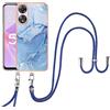 SNCLET Cover con Cordino per Oppo A78 5G Custodia con Collana Staccabile Regolabile Antiurto TPU Edges PC Back Anti Scratch Custodia Marmo Protettiva Case per Oppo A58 5G,Oppo A78 5G,Marmo Blu