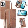 Fertuo Cover per Realme 14 / 14T 5G, Custodia a Libro in Pelle PU Flip Case con Porta Carte, Chiusura Magnetica e Cinturino [Disegni di Fiori] Portafoglio Interno Silicone Antiurto, Marrone