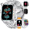 ESFOE Smartwatch Uomo (3 Cinturini),1,96'' Orologio Smartwatch con Chiamate Bluetooth,Militari Smart Watch con Impermeabile IP68,400mAh 100+Sportive Fitness Tracker Robusto Orologio per Android iOS Argento