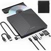 ORIGBELIE Masterizzatore CD Externo, Lettore CD DVD Esterno, USB 3.0 con 4 Porte USB e 2 Lettore di Schede TF/SD, Unità CD/DVD Esterna per Laptop Windows 11/10/8/7/XP/Vista Linux Mac