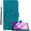 Cadorabo Custodia Libro compatibile con Motorola MOTO G200 5G in BLU FIORE - in Design di Fiore con Chiusura Magnetica, Funzione Stand e 3 Vani di Carte - Cover Case Wallet Book Etui