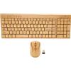 Annadue Combo Tastiera e Mouse Wireless, Mouse Compatto Wireless da 2,4 GHz, 7 Tasti Multimediali, Layout QWERTY UK, Set Tastiera e Mouse Wireless in Legno di bambù per PC, (Combinazione
