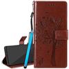 Laybomo Custodia per LG K50 / LG Q60 Cover Portafoglio PU Pelle Borsa con Slot per Schede Magnetico Flip Stand Protettivo Silicone Cover per LG K50 / LG Q60, Albero del Regalo (Marrone)