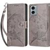 KENHONER Custodia per Motorola Moto G24/G04/G04S/E14 Cover, Grigio Farfalla | Portafoglio in Pelle PU Retro, Antiurto Flip, Slot per Schede, Funzione Stand, Chiusura Magnetica