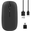 Jrifedptry Mouse wireless ricaricabile, 2,4 G, ultra silenzioso, mouse ottico con ricevitore USB e tipo C, per laptop, (nero)