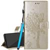 Laybomo Custodia per Nokia 3.2 Cover Portafoglio PU Pelle Borsa con Slot per Schede Magnetico Flip Stand Protettivo Silicone Cover per Nokia 3.2, Albero del Regalo (Oro)