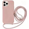 Emlivi Custodia per iPhone 16 Pro Max, Necklace con cordoncino da appendere, custodia protettiva, morbida tracolla in TPU, con cinturino per iPhone 16 Pro Max, rosa sabbia