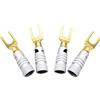 Zhixteu 4PCS Placcato Oro Forma a Y Spina a Banana, Spine per Altoparlanti Audio Cavo per Altoparlanti Tipo U Spina Divisa Connettore per Cavo a Forcella a Vite