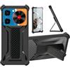 Aroepurt Custodia per Nubia Music Cover Custodia Case Ibrida [con Protezione dello Schermo in Vetro temperato] [Supporto Magnetico Pieghevole] [Resistente alle Impronte digitali Smerigliato] Nero