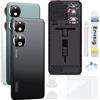 Enkeig Vetro Posteriore per Honor 90 REA-AN00/NX9, Nero | Qualità originale scocca vetro posteriore copribatteria back cover cover posteriore back glass con lente fotocamera kit.