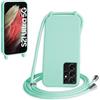WenBaby Cover Compatible con Samsung Galaxy S21 Ultra,Cellulare Girocollo Custodia con Cordino TPU Corda Silicone Case Bumper per Galaxy S21 Ultra/S30 Ultra Custodia, Verde menta piperita