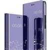 YKNIUFLY Custodia per Honor 200 Lite, Clear View Standing Cover con Specchio per Trucco, Flip Mirror Plating Full Body 360° Smart Protection (Viola)