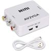 Tiiyee Convertitore Vga A Av Hd 1080P, Adattatore Video Composito Da Audio Converter Mini Tv Settop Box Convertiori Per Decoder Proiettore Computer Home Theater To Set Top Plug And Play Bianco