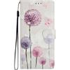 BLOTECH Cover per Motorola MOTO E32 Custodie Cover PU Pelle Slot Case per Portafoglio Fessura Colorati Copertina Flip Caso Phone Custodie in Con Slot per Schede Magnetica Caso - Taraxacum mongolicum