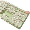 TISHLED Tastiera da gioco meccanica in stile macchina da scrivere retroilluminata a LED bianca 104 tasti NKRO interruttori rosa tasti rotondi retrò anello dorato manopola volume pannello metallico