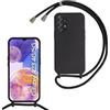 FERLAN Custodia per Samsung Galaxy A23 Cover con Cordino,Nero Silicone Antiurto TPU Morbido Case Corda Collana Necklace Regolabile Stylish con Catena Ultra Sottile Cover per Galaxy A23 4G/A23 5G,Nero