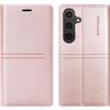 OKZone Cover per Samsung Galaxy A56 5G, Custodia Flip Pelle Portafoglio Magnetica Libro con Slot Schede, Slim Silicone TPU Bumper Wallet Supporto Case Antiurto Cover(Rosa)