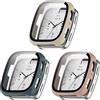 Generic Confezione da 3 custodie rigide con pellicola protettiva per Amazfit Active 2 Square, custodia protettiva rigida in policarbonato, antiurto, antigraffio, con vetro temperato (beige/rosa/verde)