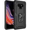 Jiajihua Custodia Compatibile con Samsung Galaxy Note9 4G SM-N960F SM-N9600 [Hard PC+TPU] Cavalletto magnetico 2 in 1 per auto Black