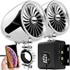 Aileap M150 Moto Sistema Audio Amplificatore con AUX, MP3, Radio FM, 4 pollici Impermeabile Bluetooth Altoparlanti Stereo, Adatto per 1-1.5 in. Manubrio Moto ATV UTV RZR (Chrome, Ventilatore)