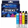 PcStore Cartucce Compatibili Epson 18XL Multipack (4 Pezzi Nero T1811 + Ciano T1812 + Magenta T1813 + Giallo T1814) per XP-30 XP-102 XP-202 XP-205 XP-212 XP-215 XP-225 XP-302 XP-305 XP-312 XP-315