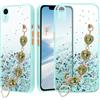 Yarxiawin Brillantini Custodia Per Apple iPhone XR, Rosa Estetica Cordino per iPhone XR Cover Trasparente Silicone Sottile Morbido Case Antiurto per Donne (Verde)
