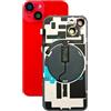 SVV Cover posteriore per iPhone 14. Premontato: con cavo flessibile QI/NFC, magnete, supporto in metallo, anelli per fotocamera, ecc. Proprio come in foto. Vetro posteriore di ricambio OEM (rosso)