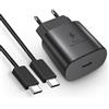 L2M1 Caricatore Caricabatterie Ricarica Ultrarapida 25W Nero Spina con Cavo per Samsung Galaxy M02 / M02s / M12 / M21 2021 / M22 / M32 / M32 5G / M42 5G / M52 5G / M62 / Quantum 2
