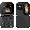Qsnailfrr i17 PRO - Telefono pieghevole con radio FM, voce magica, lista nera, vibrazione, 2 SIM, display pieghevole, facile da usare, regalo per la festa del papà