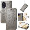 JIUNINE Cover per Honor 200, Custodia Libro in Pelle Portafoglio Flip Case Antiurto con Modello di Cane e Gatto [Porta Carte] [Magnetica] [Interno TPU] per Honor 200, Grigio