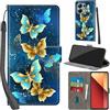 Haninsuze Cover per Xiaomi Redmi Note 13 Pro 4G Custodia Cover Pelle Libro Portafoglio con Porta Carte Magnetica Protezione Antiurto Cuoio Flip Case Custodia Cover per Redmi Note 13 Pro 4G, farfalla dorata