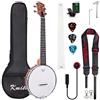 Kmise Ukulele tenore 4 corde 66 cm con borsa, accordatore, cinghia, righello, chiave a ponte, giallo brunastro