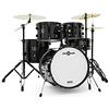 gear4music BDK-18 Kit Batteria Acustica Jazz Completa Nero par Gear4music | Set Batteria 5 Pezzi con Grancassa 18, Fusti in Pioppo, Piatti, Staffe a Doppia Base, Sgabello