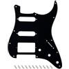 Banworks 1-Ply HSS Pickguard per Chitarra Elettrica 11-Hole American ST | Square Corner 2-Screw Humbucker Cutout per USA/Messicano Fender Modern Standard Stratocaster Strat ST JT/HB-02 Nero Lucido