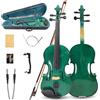 Yinfente 4/4 violino elettrico e acustico full-size, 4 corde, abete d'acero per studenti, bambini, principianti, custodia rigida, arco in legno brasiliano, cavo, panno di pulizia (verde)