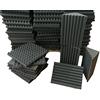 Keyhelm | Pannelli Fonoassorbenti (Pacco 10 Piramidali 50x50x6 D25) + 4 Basstrap Scanalato H50 D25 (2,5 mq + 4angoli) | Kit Correzione Acustica | Medio-alte Frequenze + Bassi | Studi di registrazione