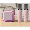 Italia Magazzini Cassa Karaoke Bluetooth Portatile con LED + Microfono Wireless | 1 o 2 Microfoni Senza Fili | Speaker Ricaricabile per Feste, Eventi, Serate Karaoke | USB, AUX, TF, Bluetooth (Rosa Con 2 Microfoni)