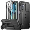 Poetic Revolution - Custodia per Samsung Galaxy A16 4G/5G, [custodia per fotocamera a scorrimento], resistente agli urti, con cavalletto e pellicola protettiva integrata, colore nero
