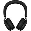 Jabra Evolve2 75 Wireless PC Headset with Charging Dock and 8-Mic Technology - Dual Foam Stereo Headphones, USB-A dongle, Tutte le piattaforme, Nero, Supporto incluso